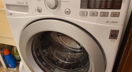 This high-efficiency front loading washer is ENERGY STAR certified to use 45% less energy and 50% less water than standard brands.