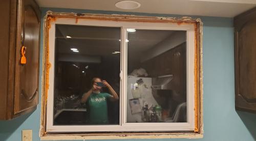 If spray foam is used to air seal over backer rod around the window’s rough opening, foam should entirely cover the rod and let dry then trimmed flush to frame