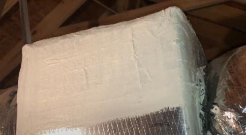 Apply a robust amount of UL-181 fiber reinforced duct sealant mastic paste to cover well past the edges of the tape.