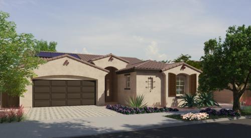 Mandalay Homes built this affordable home in the hot-dry climate in Phoenix, AZ, and certified it to DOE Zero Energy Ready Home specifications in 2013. 