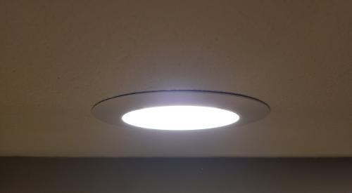This new LED retrofit ceiling light kit looks very similar to the old recessed can light fixture but is much more air tight and energy efficient.