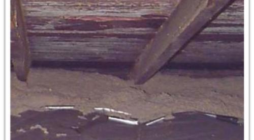 Mold on the sheathing in this attic occurred after attic ventilation was increased