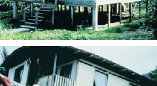 The post-and-pier foundation of this home failed in an earthquake 