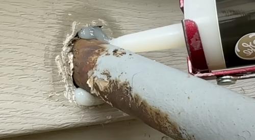 Seal gaps around pipes and wiring with caulk or spray foam from the outside to prevent water and air from entering 