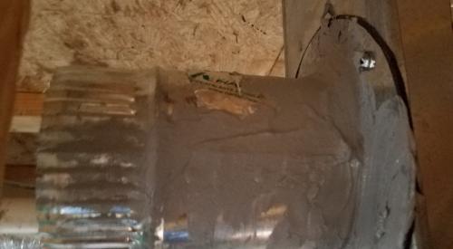 Right - Seams in duct boot are sealed with mastic.