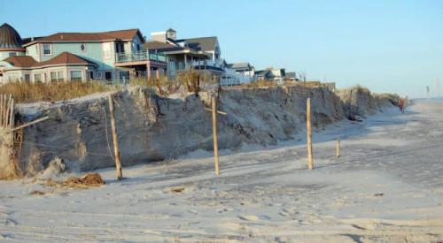 Dune erosion caused by the combination of a hurricane and a nor’easter in Ocean City, New Jersey