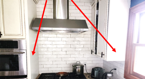 Potential locations for retrofit particle sensors for range hood control.