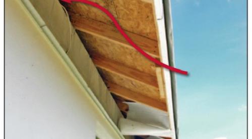 When the soffits blew away in 140 to 160 mph hurricane winds, wind-driven rain was allowed to enter the attic. 