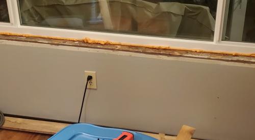 Canned spray foam can be used to air seal the rough opening around the windows