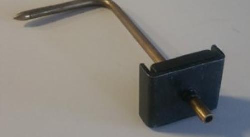 The pointed tip of this static pressure probe should point directly upstream into the oncoming airflow 