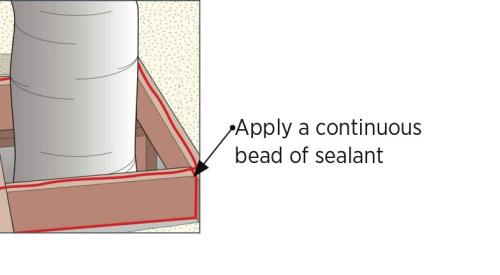 Seal all wood framing joints surrounding the chase with sealant and lay a bead of sealant on top edge of chase framing