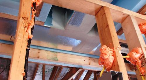 Run-out duct is sealed with mastic