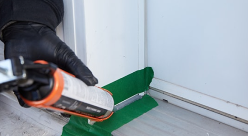 Painter’s tape was applied to both sides of this seam before caulking. 
