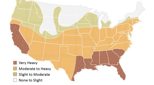 Termite Infestation Probability Map, Adapted from the 2021 International Residential Code (IRC), Figure R301.2(7)