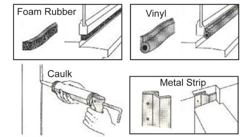 Install weatherstripping in the framing of openable doors and windows; use caulk to seal seams in and around trim. 