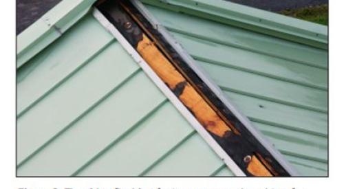 Wrong – The ridge flashing fasteners were placed too far apart and did not adequately hold the flashing in place