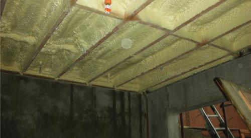 Right - The ceiling above the garage is air-sealed and insulated with spray foam.