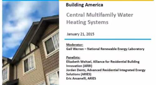 Building America Webinar: Central Multifamily Water Heating Systems