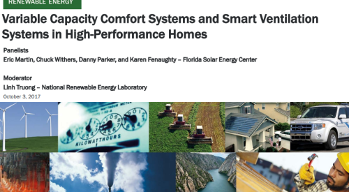 Variable Capacity Comfort Systems and Smart Ventilation Systems in High-Performance Homes 