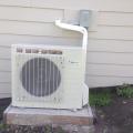 This is the compact outside unit for an ultra-efficient air-to-water heat pump (COP 4.1) that provides space heating and domestic hot water. 