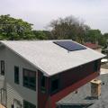 ENERGY STAR reflective shingles cover the roof, which is ideally angled for solar panels. 