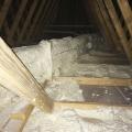 Closed-cell spray foam covers the heat recovery ventilator ducts and also seals all top plates and seams in the ceiling drywall of the vented attic. 
