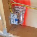 Electrical boxes are sealed with air sealing tape.