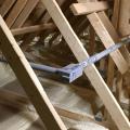 The seams in the ceiling drywall are sealed from the attic side with spray foam.