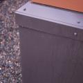 The ICF foundation wall of this home is covered with metal flashing before the siding is installed.