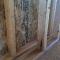 The builder was able to pack R-41 of blown fiberglass into the wall cavity formed by the double stud walls.