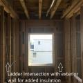 Right – Ladder blocking allows the exterior wall to be insulated where intersected by an interior wall.