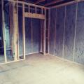 Right – The exterior wall cavities are completely filled with dense-packed cellulose.