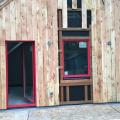 Right - This cedar siding is installed over furring strips which allow an air and drainage gap behind the siding.