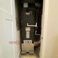 Right - This heat pump is located in a closet inside the home and all ducts are located within conditioned space between floors.
