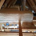 Right – All supply ducts in this home were located in conditioned space; any return ducts that were located in the attic were insulated with closed-cell spray foam and buried in the blown-in attic insulation to prevent air leakage and heat loss.