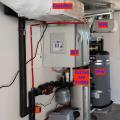 Right – An air-to-water heat pump provides water and space heating while a heat recovery ventilator provides fresh air that is filtered by the HEPA filter.