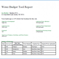  An example of the water budget tool report for determining a home's landscaping irrigation needs..