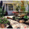 Stone mulch provides a pervious walking surface while retaining moisture and minimizing erosion.