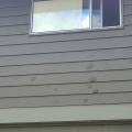 Wrong - Water has gotten behind the paint, possibly due to lack of window flashing, leading to blistering.