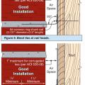 Right  – The ties are bent at a 90 degree angle at the nail head and embedded into the mortar joint at least 1.5 inches. 