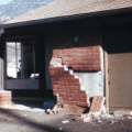 The brick veneer lacked adequate ties to keep the brick from peeling off the wall in an earthquake. 