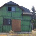 Right - Seams in coated sheathing and joints around window are properly sealed and flashed with tape and all nail holes are covered with paint-on sealant.