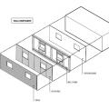 The components of a framed wall include from inside to out: gypsum, wood studs, OSB or plywood sheathing, and siding.