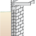 Concrete masonry basement wall with exterior insulation.
