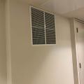Right – The corridor in this multistory building is pressurized with outdoor supply air. 