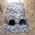 This double French drain provides drainage for a significant volume of storm water. 