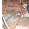 Duct boots and other ceiling penetrations are air-sealed using spray foam