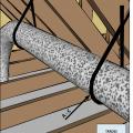 Flexible ducts supported at intervals as recommended by mfr. but at a distance ≤ 5 ft
