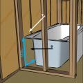 Install an air barrier behind showers and tubs installed on exterior walls.