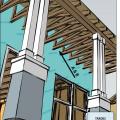 Install a rigid air barrier to separate the porch attic from the conditioned space.
